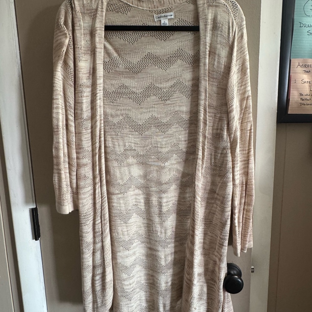 Croft & Barrow Beige Open-Front Cardigan